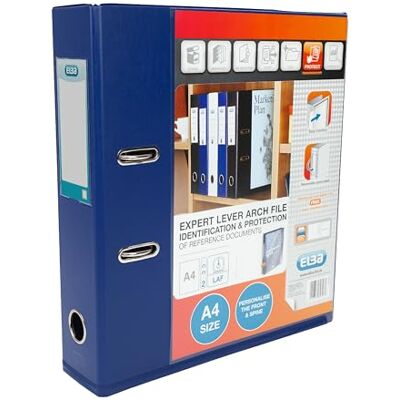 Elba A4 Lever Arch File, 70mm spine, Presentation Folder with Customisable Cover, Portrait, Blue (Single) Elba A4 Lever Arch File, 70mm spine, Presentation Folder with Customisable Cover, Portrait, Blue (Single)