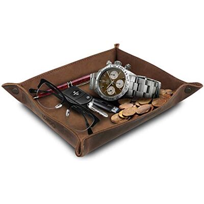 LONDO Genuine Leather Tray Organizer Storage for Wallets Watches Keys Coins Cell Phones and Office Equipment LONDO Genuine Leather Tray Organizer Storage for Wallets Watches Keys Coins Cell Phones and Office Equipment