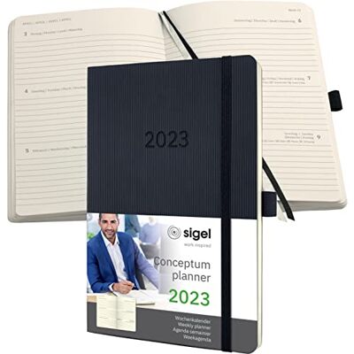 Sigel C2322 Weekly planner Conceptum 2023 approx A5 black Softcover 2 pages = 1 week 192 S Sigel C2322 Weekly planner Conceptum 2023 approx A5 black Softcover 2 pages = 1 week 192 S