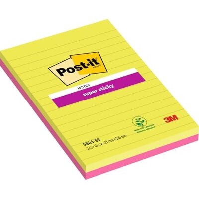 Post-it Super Sticky Large Notes, Lined, 2 Pads (90 Sheets), 127 x 203 mm Post-it Super Sticky Large Notes, Lined, 2 Pads (90 Sheets), 127 x 203 mm