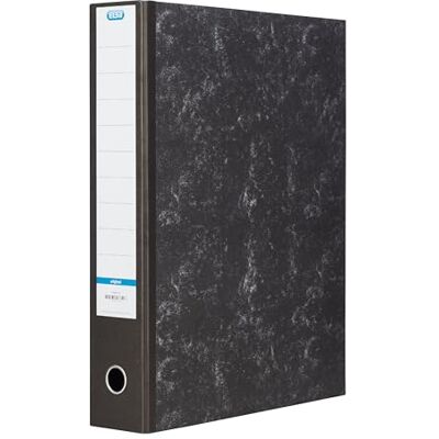 Elba A3 Portrait Lever Arch File, High-Capacity 80mm Spine Holds Up to 630 Sheets, Paper-Covered Board with Metal Lever Mechanism, Spine Label, Black Cloud Effect, 1 Folder Elba A3 Portrait Lever Arch File, High-Capacity 80mm Spine Holds Up to 630 Sheets, Paper-Covered Board with Metal Lever Mechanism, Spine Label, Black Cloud Effect, 1 Folder