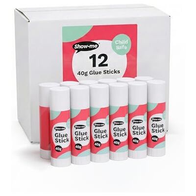 SHOW-ME Glue Sticks for School & Crafts 40g Child-Safe Paper Glue with Strong Hold Washable, Non-Toxic PVP Formula Classroom & Scrapbooking Supplies, 12 Pack SHOW-ME Glue Sticks for School & Crafts 40g Child-Safe Paper Glue with Strong Hold Washable, Non-Toxic PVP Formula Classroom & Scrapbooking Supplies, 12 Pack