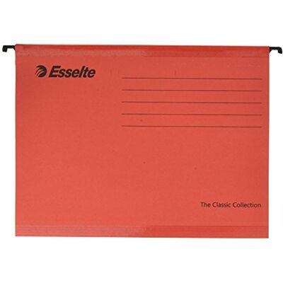 Esselte Classic Reinforced Suspension File, A4, Pack of 25, Tabs Included Red Esselte Classic Reinforced Suspension File, A4, Pack of 25, Tabs Included Red