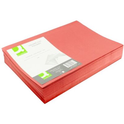 Q-Connect Square Cut Folder Lightweight 180gsm Foolscap Red (Pack of 100) Q-Connect Square Cut Folder Lightweight 180gsm Foolscap Red (Pack of 100)