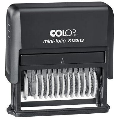 COLOP Mini-Folio S 120/13, 13 Digit Numbering Stamp, Number Stamp, Black COLOP Mini-Folio S 120/13, 13 Digit Numbering Stamp, Number Stamp, Black
