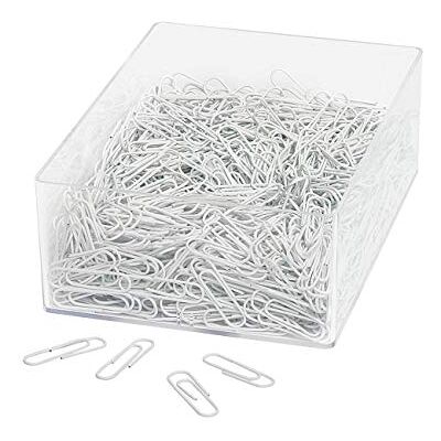 WEDO 901244600 Paper Clips 27 mm Metal Plastic Coating White Set of 1000 in Transparent Box WEDO 901244600 Paper Clips 27 mm Metal Plastic Coating White Set of 1000 in Transparent Box
