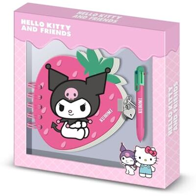 KARACTERMANIA HELLO KITTY Kuromi Strawberry-Pack of Strawberry Diary + 6-Coloured Pen, Pink KARACTERMANIA HELLO KITTY Kuromi Strawberry-Pack of Strawberry Diary + 6-Coloured Pen, Pink