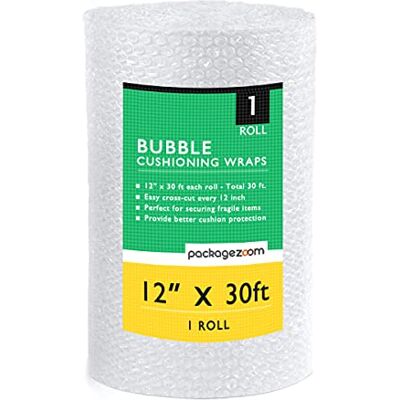 PackageZoom 1 Pack 12 inch x 30 ft. Bubble Cushioning Wrap Shipping Packing Moving Supplies Perforated Every 12” Bubble Cushioning Wrap for Packing and Moving Boxes Bubble Packing Wrap for Moving PackageZoom 1 Pack 12 inch x 30 ft. Bubble Cushioning Wrap Shipping Packing Moving Supplies Perforated Every 12” Bubble Cushioning Wrap for Packing and Moving Boxes Bubble Packing Wrap for Moving
