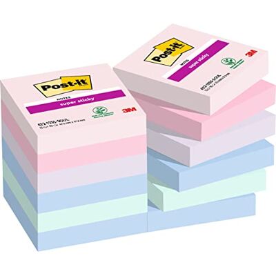 Post-it Super Sticky Notes, 12 Pads (1080 Sheets), 47.6 mm x 47.6 mm Post-it Super Sticky Notes, 12 Pads (1080 Sheets), 47.6 mm x 47.6 mm