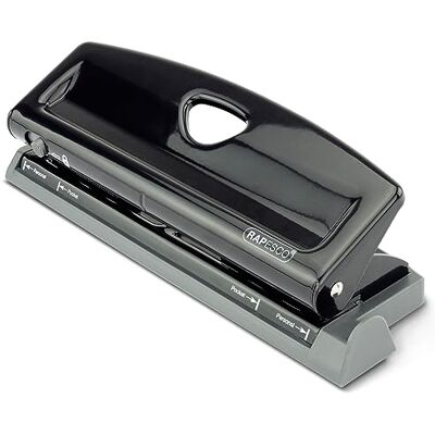 Rapesco 1725 Adjustable 6-Hole Punch, 9 Sheet Capacity, Black Rapesco 1725 Adjustable 6-Hole Punch, 9 Sheet Capacity, Black