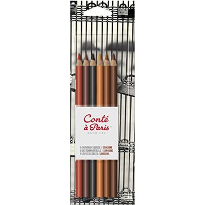 Conté à Paris Sketching Pencil Sanguine (Pack of 6),White Conté à Paris Sketching Pencil Sanguine (Pack of 6),White