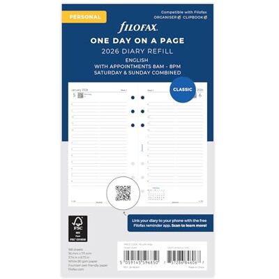 Filofax Personal day per page 5 language 2026 diary 26-68442 Filofax Personal day per page 5 language 2026 diary 26-68442