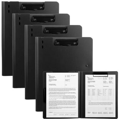 ASelected Clip Boards A4 with Cover Pack of 4,Black Folding Clipboard A4 Foldover ClipBoard Folder with Cover, File Document Organiser for Nurses School Office Business Supply ASelected Clip Boards A4 with Cover Pack of 4,Black Folding Clipboard A4 Foldover ClipBoard Folder with Cover, File Document Organiser for Nurses School Office Business Supply