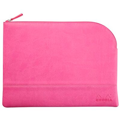 Rhodia 116742C Faux Leather Zipped Pouch Fuchsia Size L (21 x 28 cm) Genuine Stitching Orange Fabric Inside Storage for Documents, Small Supplies Rhodia 116742C Faux Leather Zipped Pouch Fuchsia Size L (21 x 28 cm) Genuine Stitching Orange Fabric Inside Storage for Documents, Small Supplies
