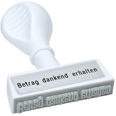 WEDO 1937 Stock Text Stamp BETRAG DANKEND ERHALTEN, Plastic, Print Width 45 mm Ergonomic Handle White WEDO 1937 Stock Text Stamp BETRAG DANKEND ERHALTEN, Plastic, Print Width 45 mm Ergonomic Handle White