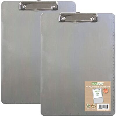 eco-eco A4 Aluminum Clipboard with Low Profile Metal Clip and Measurements, Pack of 2, eco124x2 eco-eco A4 Aluminum Clipboard with Low Profile Metal Clip and Measurements, Pack of 2, eco124x2