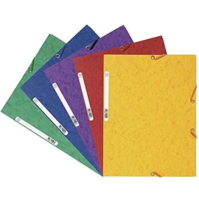 Exacompta Ref 55515E Europa Collection Elasticated 3-Flap Folders Suitable for A4 Documents, 400gsm Glossy Card Assorted Colours (Pack of 10) Exacompta Ref 55515E Europa Collection Elasticated 3-Flap Folders Suitable for A4 Documents, 400gsm Glossy Card Assorted Colours (Pack of 10)