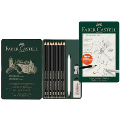 Faber-Castell Art & Graphic Pitt Graphite Matt Pencil, Matt Graphite, Tin of 11, for Craft, Drawing, Sketching, Home, School, University, Colouring Faber-Castell Art & Graphic Pitt Graphite Matt Pencil, Matt Graphite, Tin of 11, for Craft, Drawing, Sketching, Home, School, University, Colouring