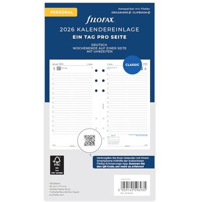 Filofax Personal Calendar 1 Day per Page (German) 2026 Filofax Personal Calendar 1 Day per Page (German) 2026