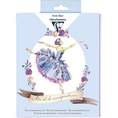 Clairefontaine 20042C Correspondence Set For Children Ballerina Theme Letter Paper 8 sheets A5 + 8 envelopes C6 + 4 cards 11x15,5cm + stickers Blue Purple Clairefontaine 20042C Correspondence Set For Children Ballerina Theme Letter Paper 8 sheets A5 + 8 envelopes C6 + 4 cards 11x15,5cm + stickers Blue Purple