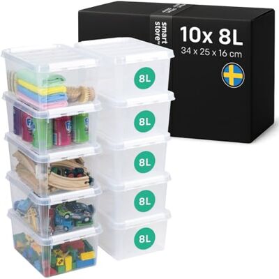 SmartStore 10x Plastic Storage Box with Lid Classic 8L (34x25x16cm) Plastic Storage Drawers with Lid Food-Safe Material Kitchen & Organisation Durable Container for Home & Office 10-Year Warranty SmartStore 10x Plastic Storage Box with Lid Classic 8L (34x25x16cm) Plastic Storage Drawers with Lid Food-Safe Material Kitchen & Organisation Durable Container for Home & Office 10-Year Warranty