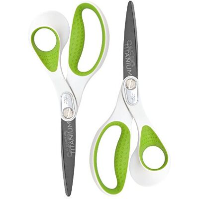 Westcott 16926 8-Inch Heavy-Duty CarboTitanium Scissors for Office and Home, Green/White, 2 Pack Westcott 16926 8-Inch Heavy-Duty CarboTitanium Scissors for Office and Home, Green/White, 2 Pack