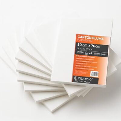 OFITURIA Pack of 6 White Foam Panels, 50 x 70 cm, Pack of 6, Lightweight and Rigid Foam Board, Multi-Purpose Foamboard with Easy Cut, Ideal for Crafts, Models and Exhibitions, 5 mm OFITURIA Pack of 6 White Foam Panels, 50 x 70 cm, Pack of 6, Lightweight and Rigid Foam Board, Multi-Purpose Foamboard with Easy Cut, Ideal for Crafts, Models and Exhibitions, 5 mm