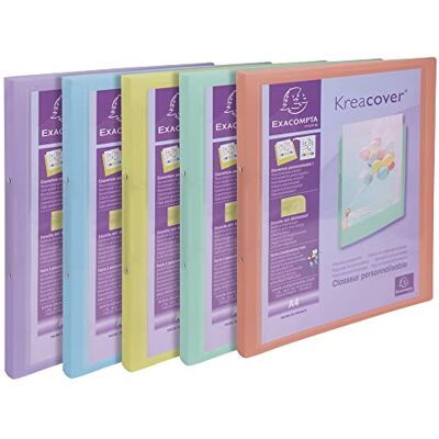Exacompta Ref. 54279E 1 Set of 5 Kreacover Pastel Flexible Binders in Translucent Polypropylene 2 Round Rings Diam 15 mm External Size 32 x 25 cm Exacompta Ref. 54279E 1 Set of 5 Kreacover Pastel Flexible Binders in Translucent Polypropylene 2 Round Rings Diam 15 mm External Size 32 x 25 cm