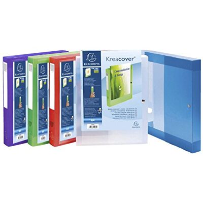 Exacompta Ref 59989E Kreacover Collection PP Press Stud Filing Box 250 x 330mm in Size, Suitable for A4 Documents, 40mm Spine, Spine Label Assorted Colours (Pack of 5) Exacompta Ref 59989E Kreacover Collection PP Press Stud Filing Box 250 x 330mm in Size, Suitable for A4 Documents, 40mm Spine, Spine Label Assorted Colours (Pack of 5)
