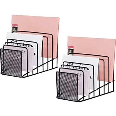 GOLDORCLE 2 Pack Multi Step File Organizer Incline Desktop File Sorter Metal Wire Mesh Step File Letter Sorter, 7 Sections, Black GOLDORCLE 2 Pack Multi Step File Organizer Incline Desktop File Sorter Metal Wire Mesh Step File Letter Sorter, 7 Sections, Black