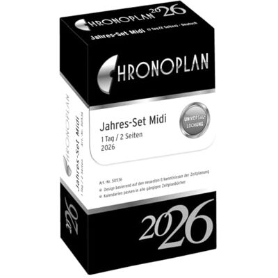 Chronoplan 50536 Calendar Insert 2026 (Year Set Midi (96 x 172 mm), Replacement Calendar for Diary, Daily Planner, Ideal for Detailed Daily Planning, 1 Day on 2 Pages, with Universal Punching, White Chronoplan 50536 Calendar Insert 2026 (Year Set Midi (96 x 172 mm), Replacement Calendar for Diary, Daily Planner, Ideal for Detailed Daily Planning, 1 Day on 2 Pages, with Universal Punching, White
