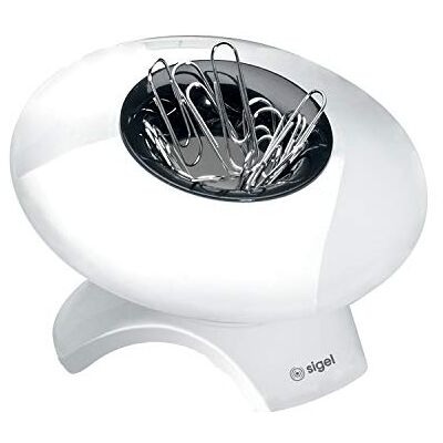 Sigel SA101 Paper Clip Dispenser, Ø 9.5 x 5.5 cm, White Sigel SA101 Paper Clip Dispenser, Ø 9.5 x 5.5 cm, White