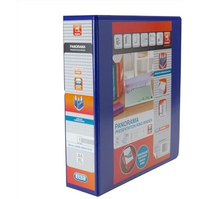 Elba A4 2 O-Ring Lever Arch File, 56mm capacity, 70mm spine, Presentation Folder with Customisable Cover, Portrait, Blue (Single) Elba A4 2 O-Ring Lever Arch File, 56mm capacity, 70mm spine, Presentation Folder with Customisable Cover, Portrait, Blue (Single)