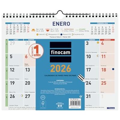 Finocam Wall Calendar 2026 Month View January December 2026 (12 Months) 2026 Calendar to Note Monthly Planner Color Spanish Finocam Wall Calendar 2026 Month View January December 2026 (12 Months) 2026 Calendar to Note Monthly Planner Color Spanish