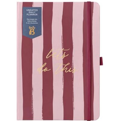 Busy B A5 Day a Page Undated Planner Stripe Cover Great for Using when Required Features Daily Schedule, Timings, Notes Pages, Day to a Page Layout, To Do's, Priorities & Elastic Closure Band Busy B A5 Day a Page Undated Planner Stripe Cover Great for Using when Required Features Daily Schedule, Timings, Notes Pages, Day to a Page Layout, To Do's, Priorities & Elastic Closure Band