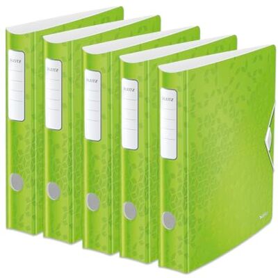 Leitz 11070054 A4 Lever Arch File Active, Curved Spine 65 mm Width, Elastic Fastening, Light Polyfoam, Wow Range, Green Leitz 11070054 A4 Lever Arch File Active, Curved Spine 65 mm Width, Elastic Fastening, Light Polyfoam, Wow Range, Green