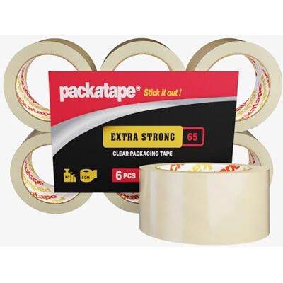 Packatape Packing Tape Extra Strong 6 Rolls Clear Packaging Tape 48mm x 50m Ideal for Parcel, Packing, Packaging, Storage Cardboard Boxes Packatape Packing Tape Extra Strong 6 Rolls Clear Packaging Tape 48mm x 50m Ideal for Parcel, Packing, Packaging, Storage Cardboard Boxes