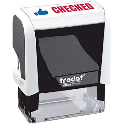 Trodat Office Printy 4912 Self Inking Word Stamp Checked 46X18mm Blue/Red Ink Trodat Office Printy 4912 Self Inking Word Stamp Checked 46X18mm Blue/Red Ink