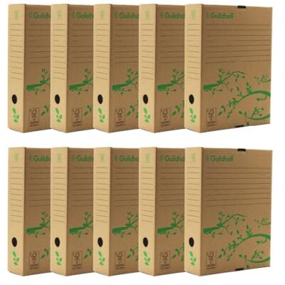 Exacompta Guildhall A4 Archiving Box Storage File Organiser, Pack of 10, Cardboard, Robust Home Office Stationery Eco Box For Documents and Files 225/0000Z Exacompta Guildhall A4 Archiving Box Storage File Organiser, Pack of 10, Cardboard, Robust Home Office Stationery Eco Box For Documents and Files 225/0000Z