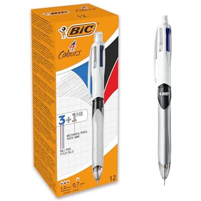 BIC 4 Colours Multifunctional Ballpoint Pen and HB Pencil Combo Set of 12 All in One Writing Instrument with Built in Eraser BIC 4 Colours Multifunctional Ballpoint Pen and HB Pencil Combo Set of 12 All in One Writing Instrument with Built in Eraser