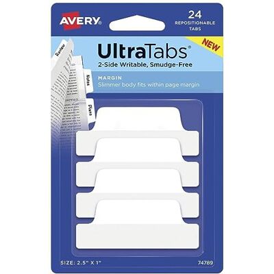 Avery Art. 74789 Adhesive Strips Transparent/White (24 Sticky Notes, 63.5 x 25.4 mm, Writeable Index Tabs, Removable, Page Markers) Avery Art. 74789 Adhesive Strips Transparent/White (24 Sticky Notes, 63.5 x 25.4 mm, Writeable Index Tabs, Removable, Page Markers)