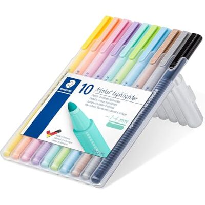 STAEDTLER 362 CSB10 Triplus Textsurfer Highlighter, 1-4mm Line Width Assorted Pastel Colours (Pack of 10) STAEDTLER 362 CSB10 Triplus Textsurfer Highlighter, 1-4mm Line Width Assorted Pastel Colours (Pack of 10)