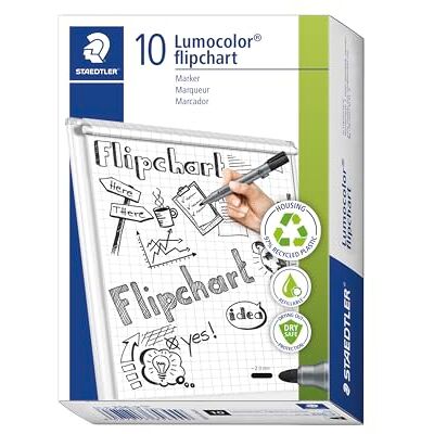 STAEDTLER 356-9 Lumocolor Flipchart Markers Black (Box of 10) STAEDTLER 356-9 Lumocolor Flipchart Markers Black (Box of 10)
