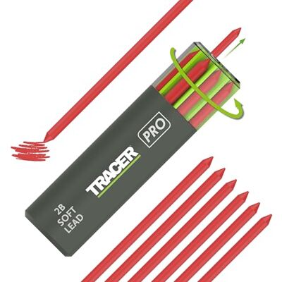 Tracer Tough Construction Pencil Replacement Leads Set Red, 6 x 5.2mm. High Visibility Red Tough Graphite Leads. Set of 6 x Pencil refills Tracer Tough Construction Pencil Replacement Leads Set Red, 6 x 5.2mm. High Visibility Red Tough Graphite Leads. Set of 6 x Pencil refills
