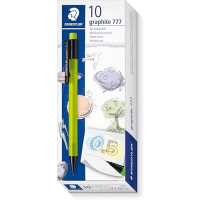 STAEDTLER 777 05-5 Graphite Mechanical Pencil 0.5mm, B Lead, Green Barrel (Pack of 10) STAEDTLER 777 05-5 Graphite Mechanical Pencil 0.5mm, B Lead, Green Barrel (Pack of 10)