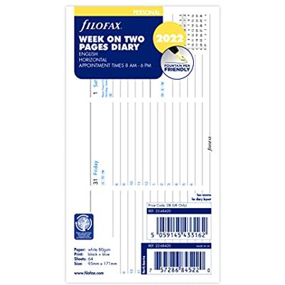 Filofax Personal Week on Two Pages appointments Horizontal 2022 Diary Filofax Personal Week on Two Pages appointments Horizontal 2022 Diary