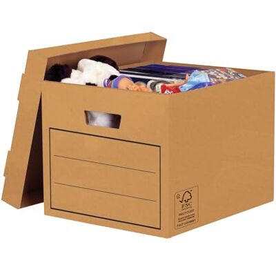 Bankers Box 30 General Storage Durable Packing Boxes with Lids Heavy Duty Cardboard Boxes with Handles for Storage & Relocating W32.5 x H28.5 x D39cm (Pack of 30) Brown Bankers Box 30 General Storage Durable Packing Boxes with Lids Heavy Duty Cardboard Boxes with Handles for Storage & Relocating W32.5 x H28.5 x D39cm (Pack of 30) Brown