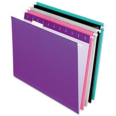Pendaflex Reinforced Hanging File Folders, Letter Size, 1/5 Cut, Assorted Jewel-Tone Colors, 25/BX (4152 1/5 ASST2) Pendaflex Reinforced Hanging File Folders, Letter Size, 1/5 Cut, Assorted Jewel-Tone Colors, 25/BX (4152 1/5 ASST2)