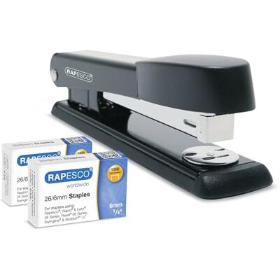 Rapesco 1602 Germ-Savvy Antibacterial Marlin Stapler, 25 Sheet Capacity and 2000 26/6 mm Staples, Black Rapesco 1602 Germ-Savvy Antibacterial Marlin Stapler, 25 Sheet Capacity and 2000 26/6 mm Staples, Black
