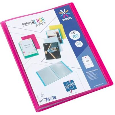 Viquel Customisable Document Protector A4 Size Binding 80 Views (40 Pockets) Made in France High Quality Pockets Translucent Raspberry red Viquel Customisable Document Protector A4 Size Binding 80 Views (40 Pockets) Made in France High Quality Pockets Translucent Raspberry red